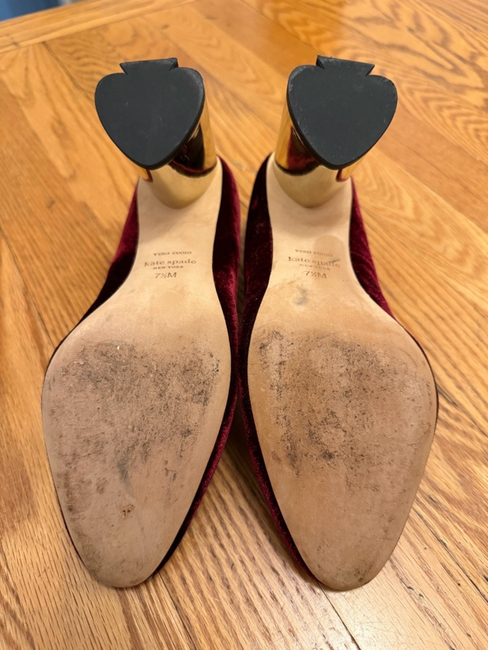 Kate Spade Burgundy Velvet Pink Rhinestone Encrusted Round-Toe Pumps - Picture 4 of 6